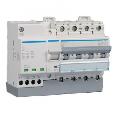 Protección combinada P+T 4P 6kA C-40A - Hager