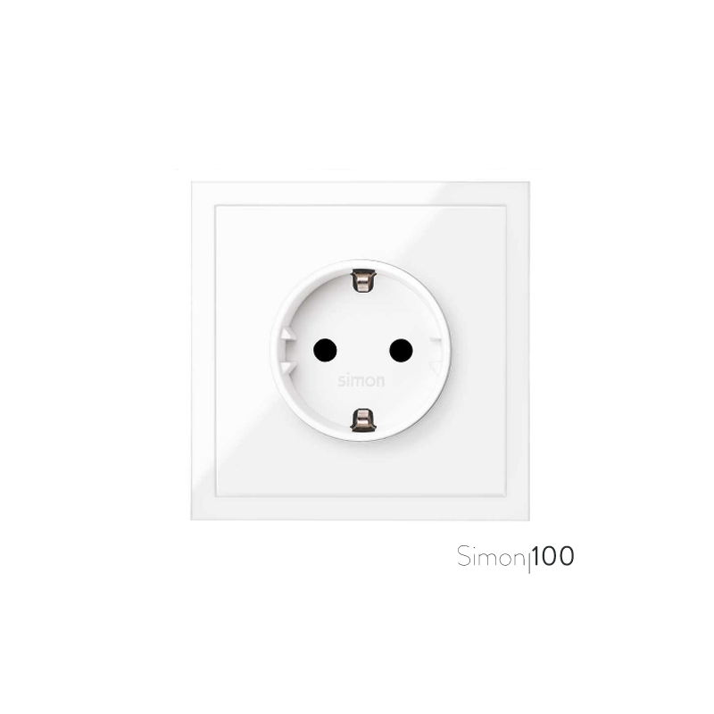 Kit front para 1 elemento con 1 base de enchufe schuko blanco | Simon 100