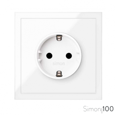 Kit front para 1 elemento con 1 base de enchufe schuko blanco | Simon 100