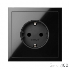 Kit front para 1 elemento con 1 base de enchufe schuko negro | Simon 100