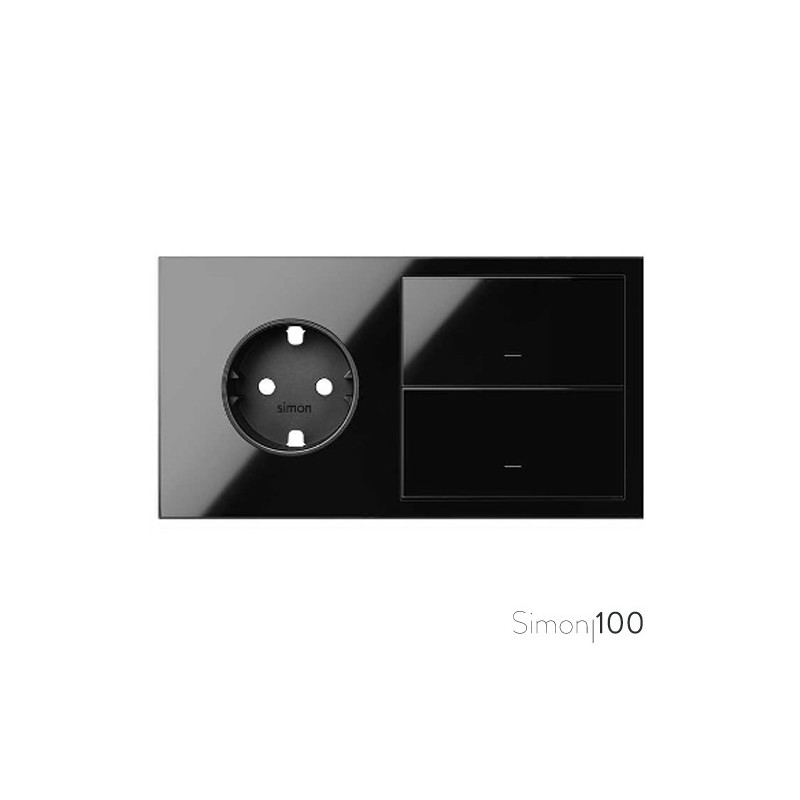 Kit front 2 elementos 1 base de enchufe schuko + 2 teclas negro | Simon 100