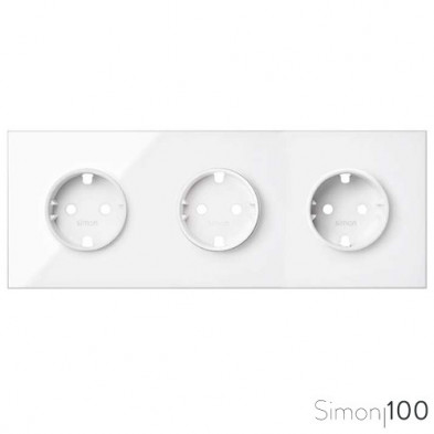 Kit front para 3 elementos con 3 bases de enchufe schuko blanco | Simon 100