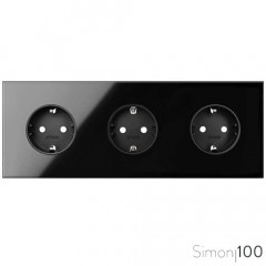 Kit front para 3 elementos con 3 bases de enchufe schuko negro | Simon 100