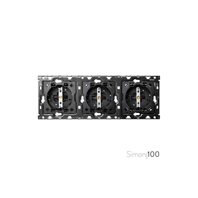 Kit back para 3 elementos con 3 bases de enchufe schuko | Simon 100