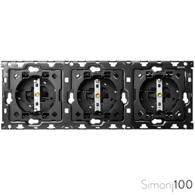 Kit back para 3 elementos con 3 bases de enchufe schuko | Simon 100
