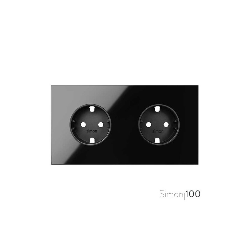 Kit front para 2 elementos con bases de enchufe schuko negro | Simon 100