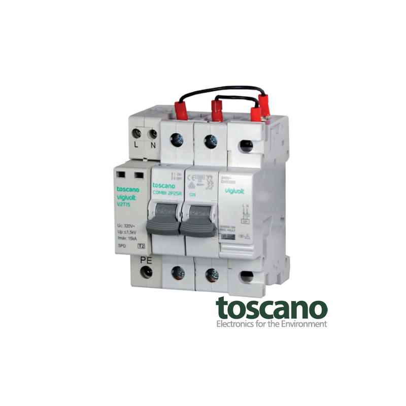 Protector contra sobretensiones permanentes y transitorias monofásico COMBI2P-RT 25A