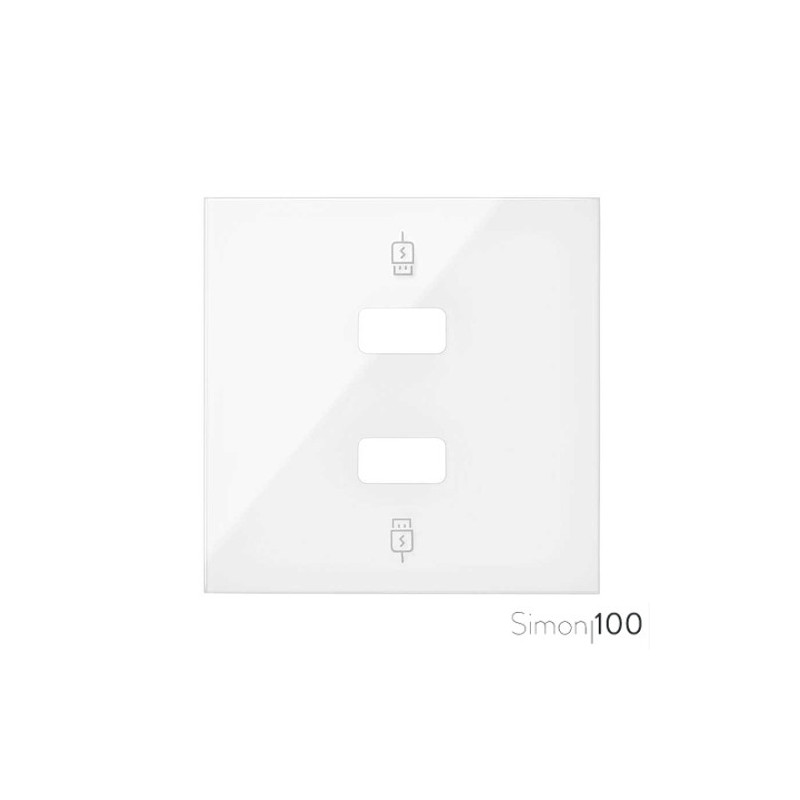 Tapa para Cargador USB 2 Conectores 5Vdc tipo A Blanco Simon 100