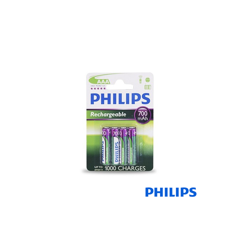 Pila Recargable Philips R03 / AAANi-MH700mAh Bliste4