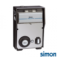 Caja IP44 Básica 2 tomas 1 Schuko 3,6 kW 1 Modo 3 Tipo 2 Monofásica Trifásica 32 A 22 kW con bloqueo de carga