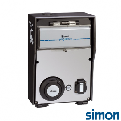 Caja IP44 Básica 2 Tomas 1 Schuko 3,6 kW 1 Modo 3 Tipo 2 Monofasico Trifasico 32 A 22 kW Medición Energía