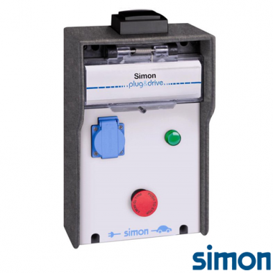 Caja IP44 Básica 1 Toma Schuko 3,6 kW con medición de energía por toma y paro de emergencia