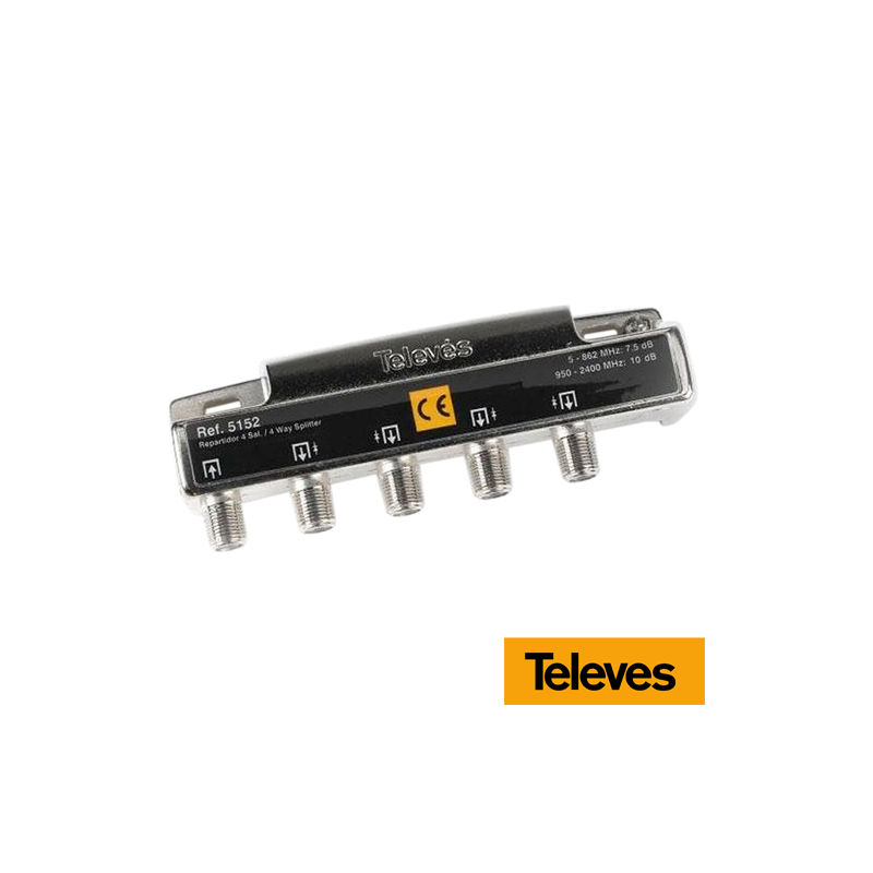Repartidor 4 Salidas 5-2400 MHz 7,5/10 dB 5152 Televes