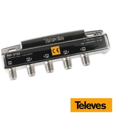 Repartidor 4 Salidas 5-2400 MHz 7,5/10 dB 5152 Televes