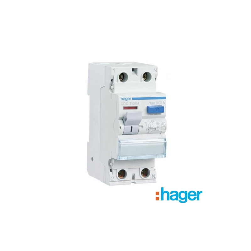 Interruptor Diferencial 2P 40A 30mA TIPO AC Hager CDC728M