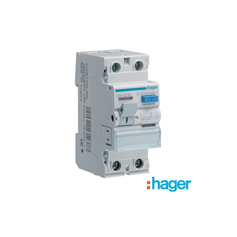 Interruptor diferencial tipo A superinmunizado, 2P, 25A, 30mA