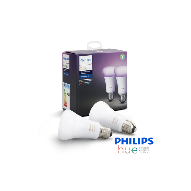 KIT 2 Bombilla LED E27 Philips HUE Blanca y Color KIT 2 Bombilla LED E27 Philips HUE Blanca y Color