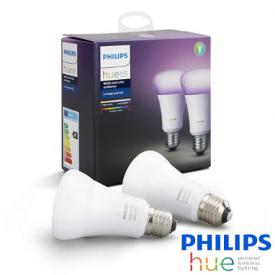KIT 2 Bombilla LED E27 Philips HUE Blanca y Color