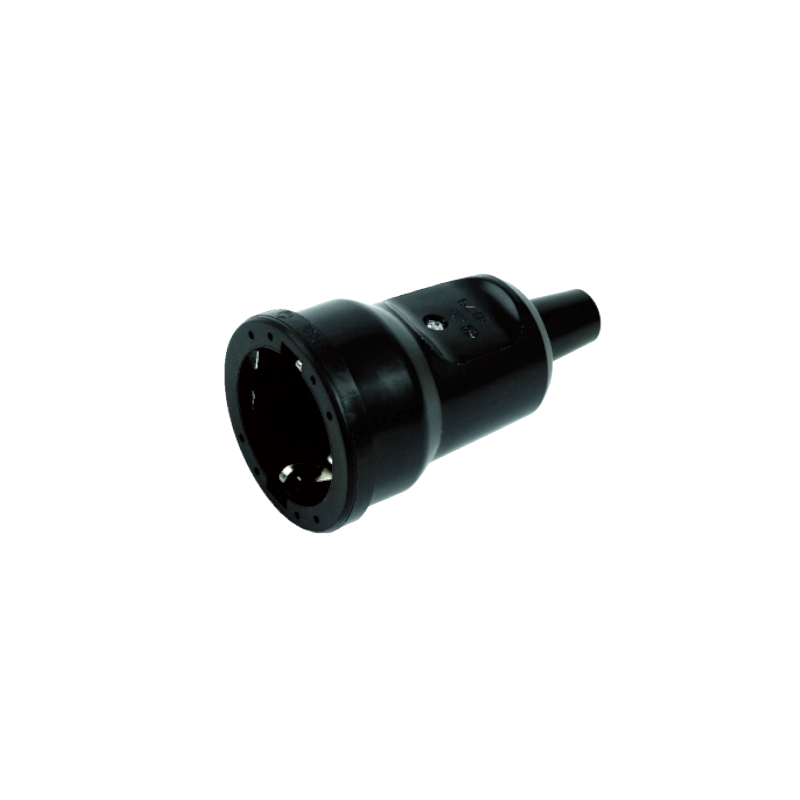 Toma recta PVC schuko 16 A 2P+T negra