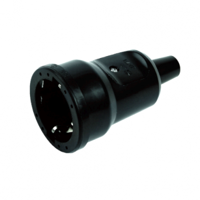 Toma recta PVC schuko 16 A 2P+T negra