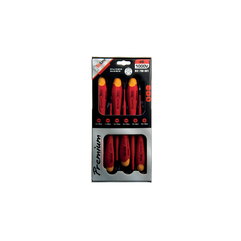 Kit de 6 destornilladores I-SLIM planos/PZ aislados 1000 V