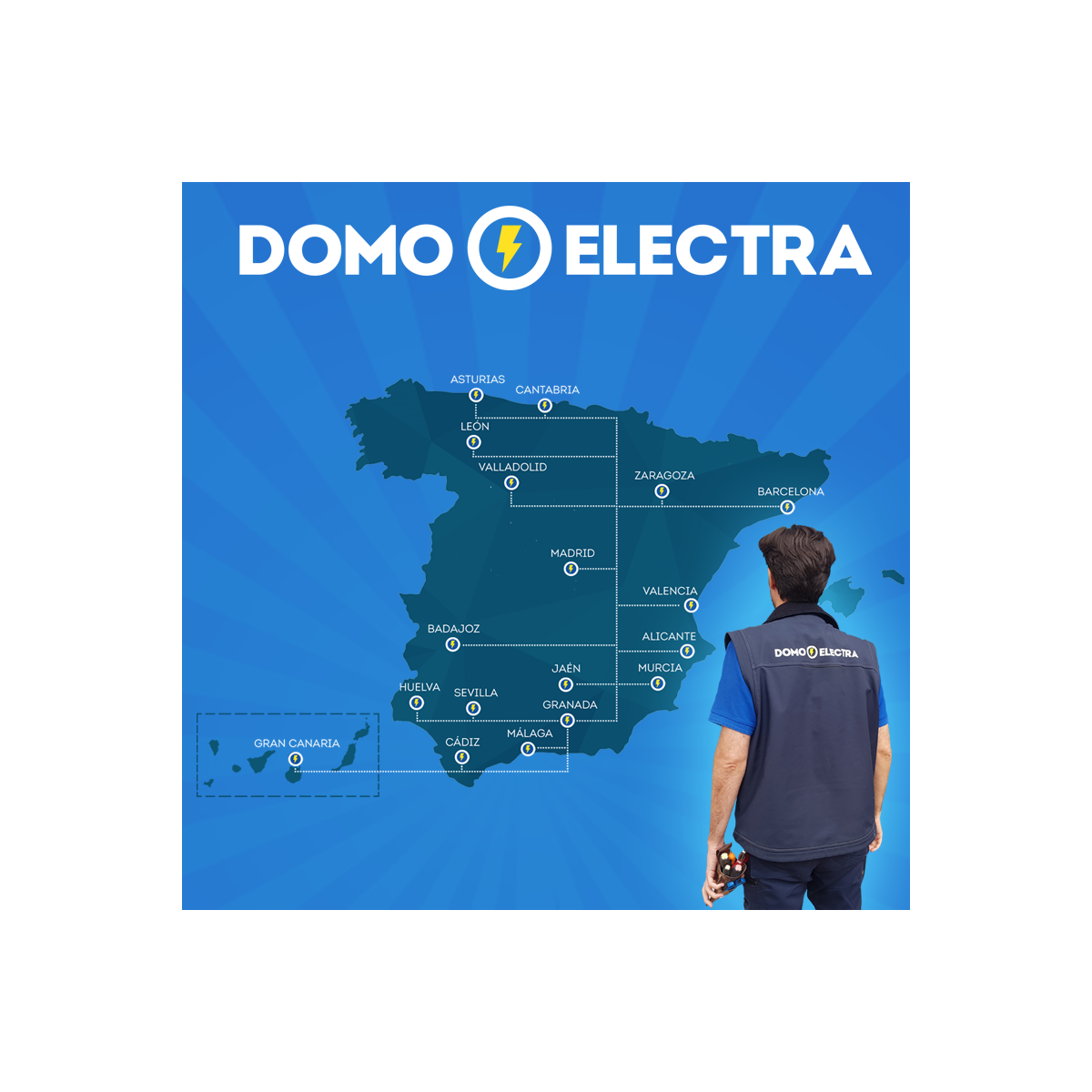 Red de técnicos electricistas autorizados de Domo Electra en España