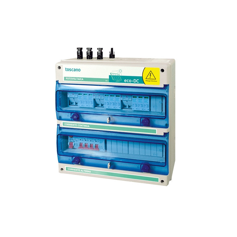 Cuadro de protección contra sobretensiones transitorias en sistemas fotovoltaicos ECO-DC-INV-AC