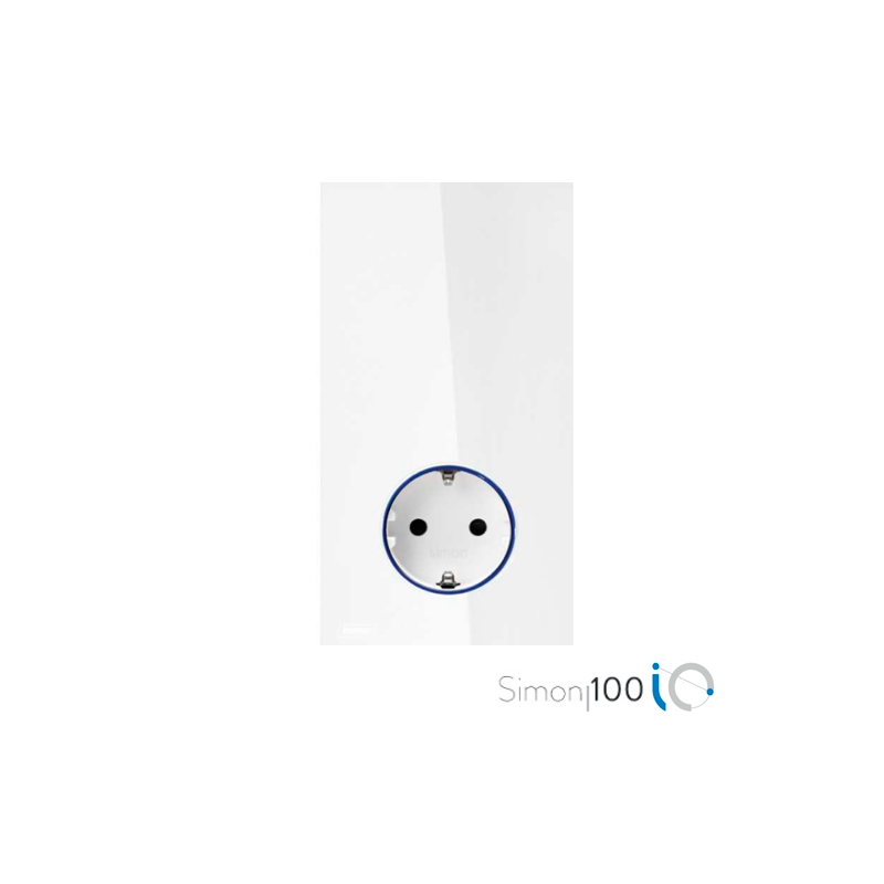 Kit completo para 1 elemento con 1 base de enchufe schuko HUB PRO iO blanco brillante Simon 100