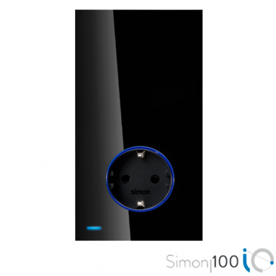 Kit completo para 1 elemento con 1 base de enchufe schuko HUB PRO iO blanco brillante Simon 100