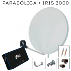 Kit Antena Parabólica + Receptor Satélite Iris 2200 UHD + Cable
