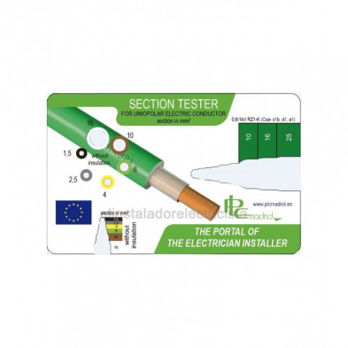 Tarjeta Comprobador de secciones de conductores unipolares