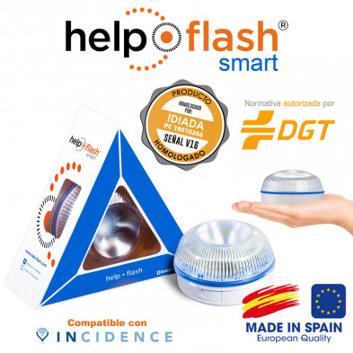 Help Flash Smart Luz de Emergencia Inteligente V16 con Base Imantada Homologada DGT