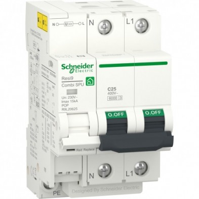 Protección combinada contra sobretensiones Combi SPU 1P+N 25 A Schneider Electric Protección combinada contra sobretensiones Combi SPU 1P+N 25 A Schneider Electric