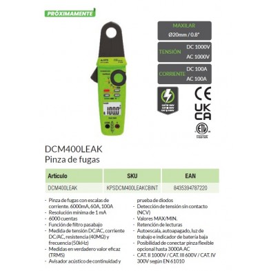 Comprar Pinza de fugas en alterna y contínua TRMS KPS DCM400LEAK