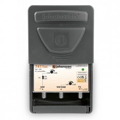 Amplificador de Mástil DC VHF+UHF 34dB LTE2 (5G) RED 7411DC