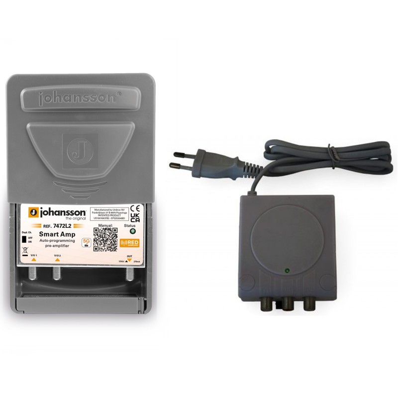 Kit amplificador SMART 2 entradas + F.A. LTE2 (5G) Johansson KIT7472-L2