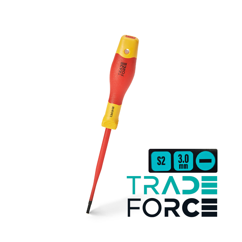 Destornillador TRADE FORCE S2 plano 3 x 100 mm Aislado 1000 V Destornillador TRADE FORCE S2 plano 3 x 100 mm Aislado 1000 V
