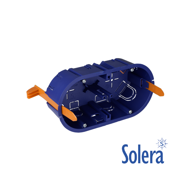 Caja de mecanismos de empotrar en tabique hueco. Para 2 elemento. Sistema de fijación mediante bridas.