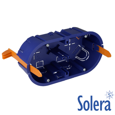 Caja de mecanismos de empotrar en tabique hueco. Para 2 elemento. Sistema de fijación mediante bridas.