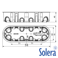 Caja de mecanismos de empotrar en tabique hueco. Para 3 elemento. Sistema de fijación mediante bridas.