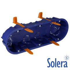 Caja de mecanismos de empotrar en tabique hueco. Para 3 elemento. Sistema de fijación mediante bridas.