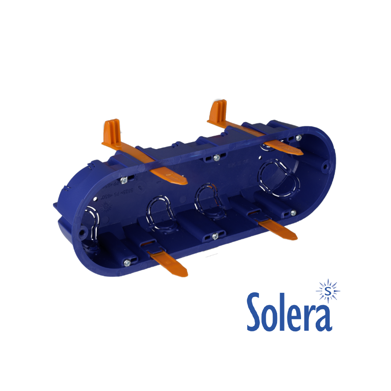 Caja de mecanismos de empotrar en tabique hueco. Para 3 elemento. Sistema de fijación mediante bridas.