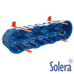 Caja de mecanismos de empotrar en tabique hueco. Para 4 elemento. Sistema de fijación mediante bridas.