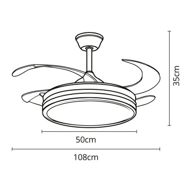 Ventilador de techo DC ASGARD II blanco con luz LED 72W y aspas retráctiles