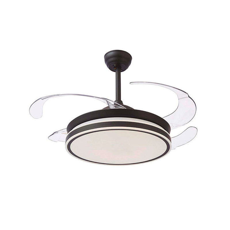 Ventilador de techo DC NEW ASGARD negro con luz LED 72W aspas retráctiles
