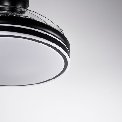 Ventilador de techo DC NEW ASGARD negro con luz LED 72W aspas retráctiles