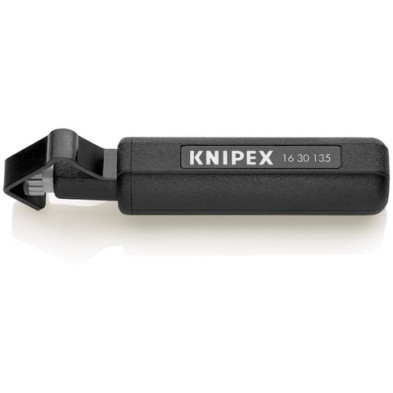Pelamangueras KNIPEX 16 30 135 SB con carcasa negra y cuchilla regulable para cables redondos de 6 a 29 mm.