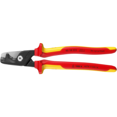 Cortacables KNIPEX StepCut XL 95 18 225 con filos escalonados y mangos aislados VDE rojos y amarillos.