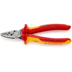 Crimpadora KNIPEX 97 78 180 con nueve posiciones de prensado y mangos aislados VDE para punteras de hasta 16 mm².
