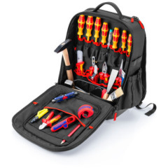 Mochila KNIPEX Modular X15 00 21 51 HL S abierta con surtido de 27 herramientas